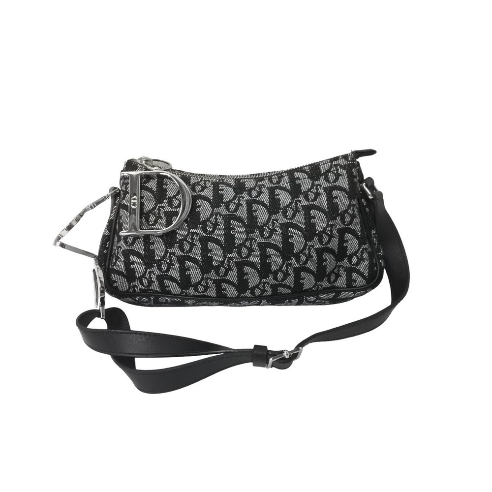 Christian Dior Trotter One Shoulder Hobo Handbag Gray Canvas - Picture 5 of 10